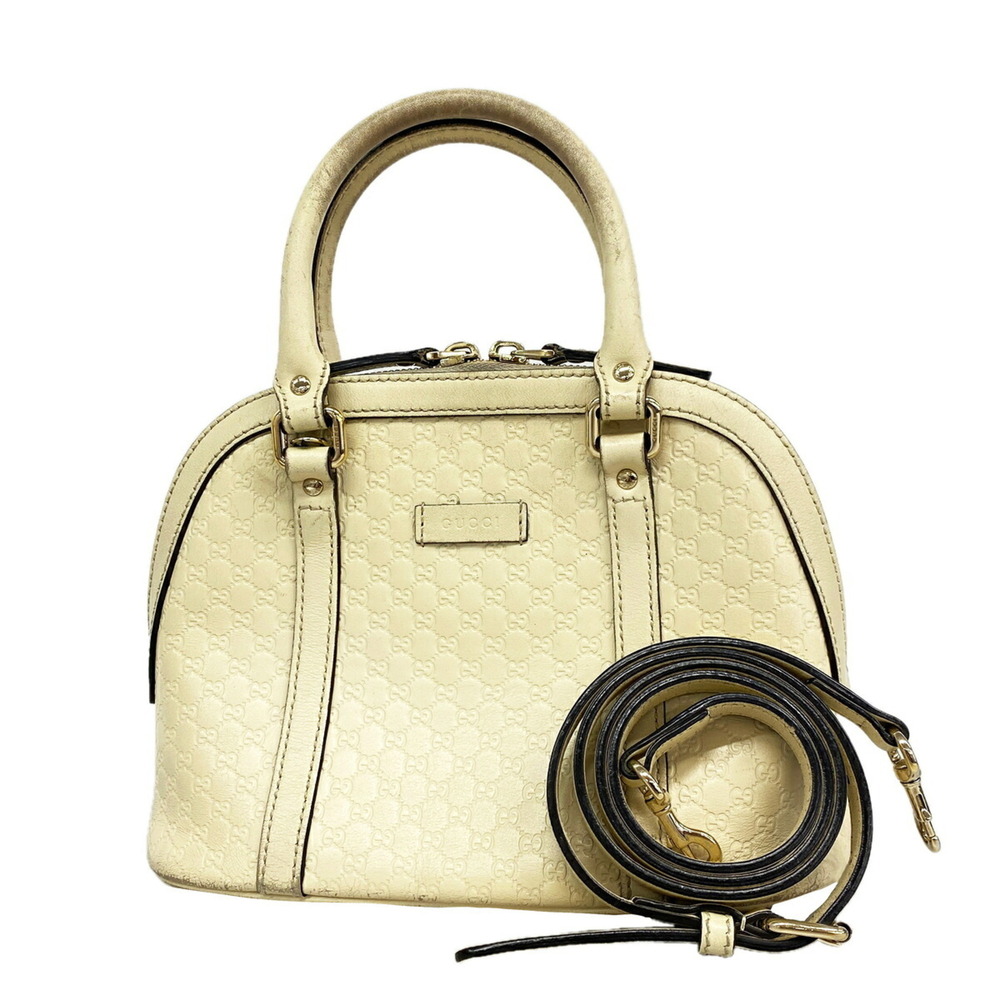 Gucci Microguccissima Handbag 449654 Leather Ivory Champagne 2-way Bag for Women